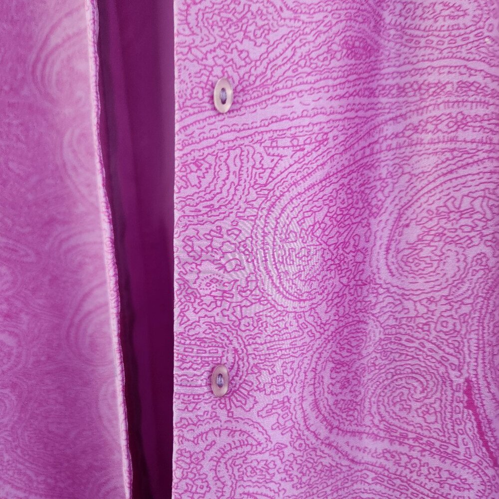 ICE Women's 100% Silk Blouse Purple Paisley Button Down Top Size 18 - Picture 4 of 4